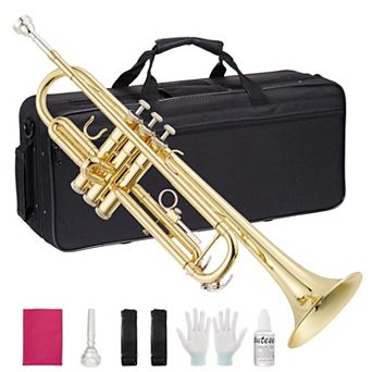 Brass Standard Trumpets w/Bag, Mouthpiece, Strap, Gloves, Cleaning cloth, Trumpet oil