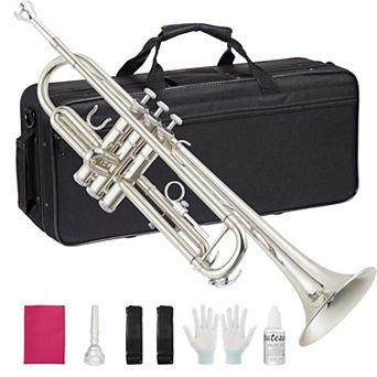 Brass Standard Trumpets w/Bag, Mouthpiece, Strap, Gloves, Cleaning cloth, Trumpet oil
