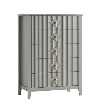 Fluted Dresser for Bedroom, 42.9" Tall 5-Drawer Dresser, Chest of Drawers,Storage Organizer Cabinet