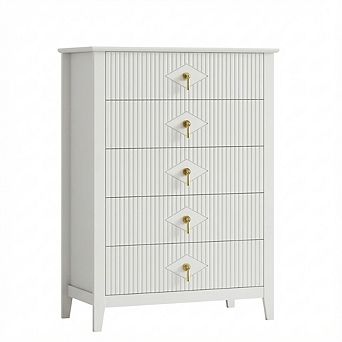 Fluted Dresser for Bedroom, 42.9" Tall 5-Drawer Dresser, Chest of Drawers,Storage Organizer Cabinet