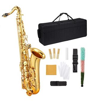 Alto Saxophone Set w/Case, Cork Grease, Cloth, Shoukder and Leather Neck Strap, Brush, Gloves, Reed