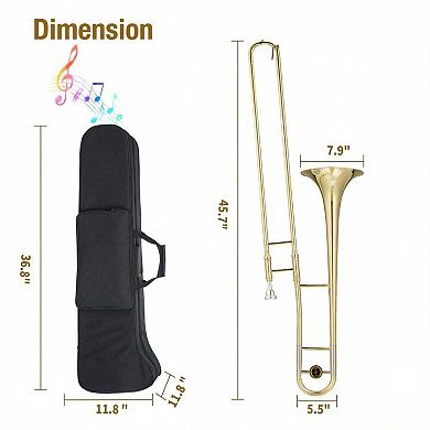 Bb Alto Trombone for Beginners, Lacquer Brass Instrument w/Hard Case, Mouthpiece,Cloth,Gloves