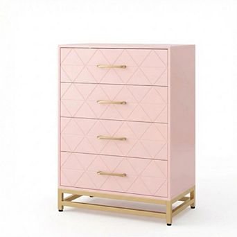 Wooden Dresser for Bedroom, Dressers & Chest of Drawers w/4 Drawer, Wood nightstand for Storage