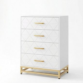 Wooden Dresser for Bedroom, Dressers & Chest of Drawers w/4 Drawer, Wood nightstand for Storage