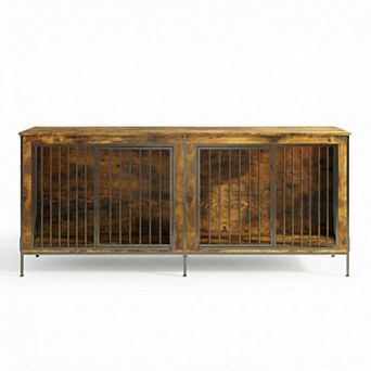 78.74‘’ Double Dog Crate Furniture, XL Dog Kennel Indoor, Double Dog Crates for Medium/Large Dogs