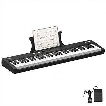 61 Key Keyboard Piano, Electric Semi-Weighted Piano Keyboard, W/Power Supply, Built In Speakers