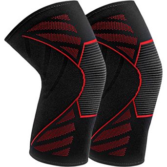 Running Knee Compression Sleeves 2 pc with Reinforced Support Panel and Breathable Athletic Fit