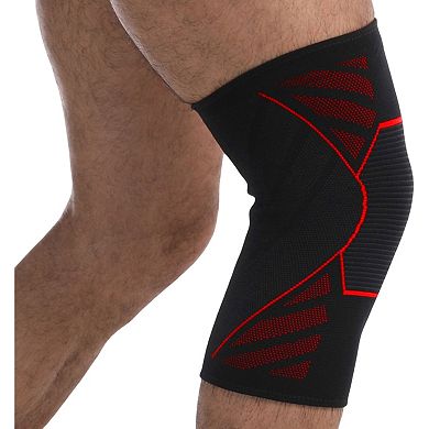 Running Knee Compression Sleeves 2 Pc with Reinforced Support Panel and Breathable Athletic Fit