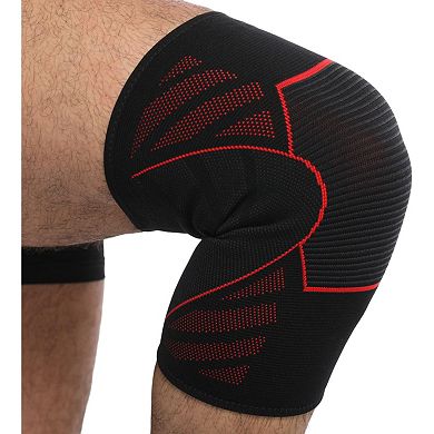 Running Knee Compression Sleeves 2 Pc with Reinforced Support Panel and Breathable Athletic Fit