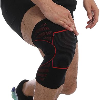 Running Knee Compression Sleeves 2 Pc with Reinforced Support Panel and Breathable Athletic Fit