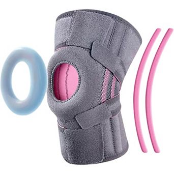 Open Patella Knee Brace 1 pc with Gel Stabilizer Ring, Side Support Stays and Adjustable Compression