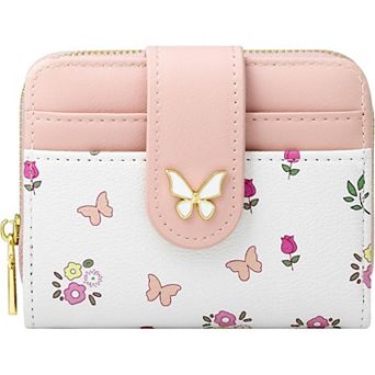 Women’s Floral Wallet - RFID Purse Compact for Travel/Commute, 5 Card Slots & Zipper Coin Pocket