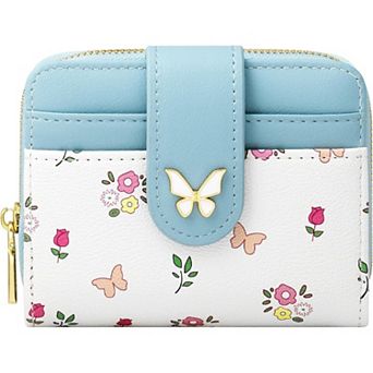 Women’s Floral Wallet - RFID Purse Compact for Travel/Commute, 5 Card Slots & Zipper Coin Pocket