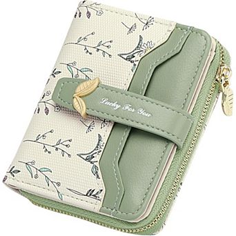 Women's Minimalist Floral Wallet, Easy to Use, RFID Card Holder with Coin Pocket for Daily Travel