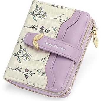 Women's Minimalist Floral Wallet, Easy to Use, RFID Card Holder with Coin Pocket for Daily Travel