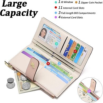 Women’s RFID Blocking Wallet - Large Capacity Vegan Leather, Lightweight for Travel & Daily