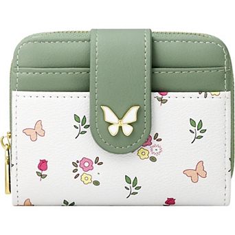 Women’s Floral Wallet - RFID Purse Compact for Travel/Commute, 5 Card Slots & Zipper Coin Pocket