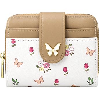 Women’s Floral Wallet - RFID Purse Compact for Travel/Commute, 5 Card Slots & Zipper Coin Pocket