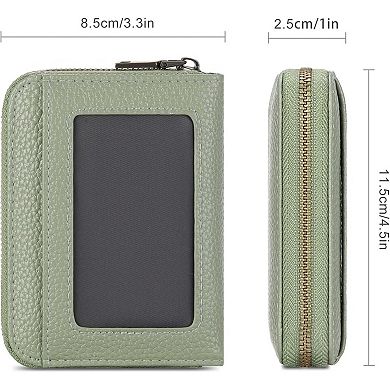 RFID Blocking PU Leather Wallet for Women, Small Compact Card Holder with ID Window