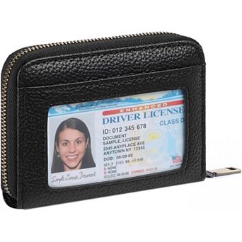 RFID Blocking PU Leather Wallet for Women, Small Compact Card Holder with ID Window
