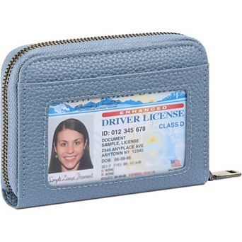 RFID Blocking PU Leather Wallet for Women, Small Compact Card Holder with ID Window