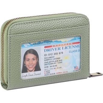 RFID Blocking PU Leather Wallet for Women, Small Compact Card Holder with ID Window
