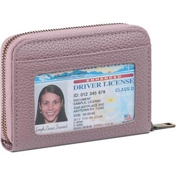 RFID Blocking PU Leather Wallet for Women, Small Compact Card Holder with ID Window