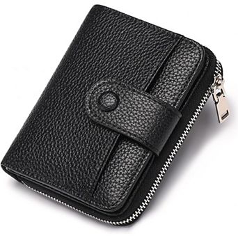 Small Bifold Wallet for Women, PU Leather Lightweight Purse with Zipper Pocket