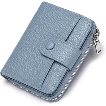 Small Bifold Wallet for Women, PU Leather Lightweight Purse with Zipper Pocket