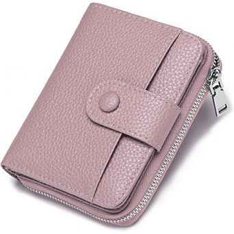 Small Bifold Wallet for Women, PU Leather Lightweight Purse with Zipper Pocket