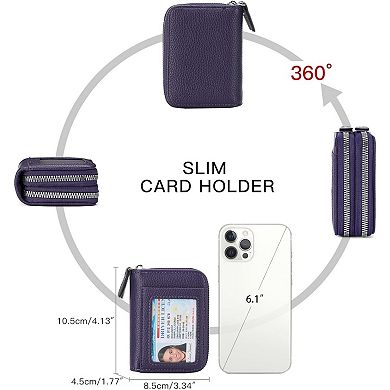 RFID Blocking Credit Card Holder for Women,PU Leather Wallet with ID Window