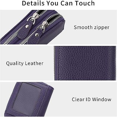 RFID Blocking Credit Card Holder for Women,PU Leather Wallet with ID Window