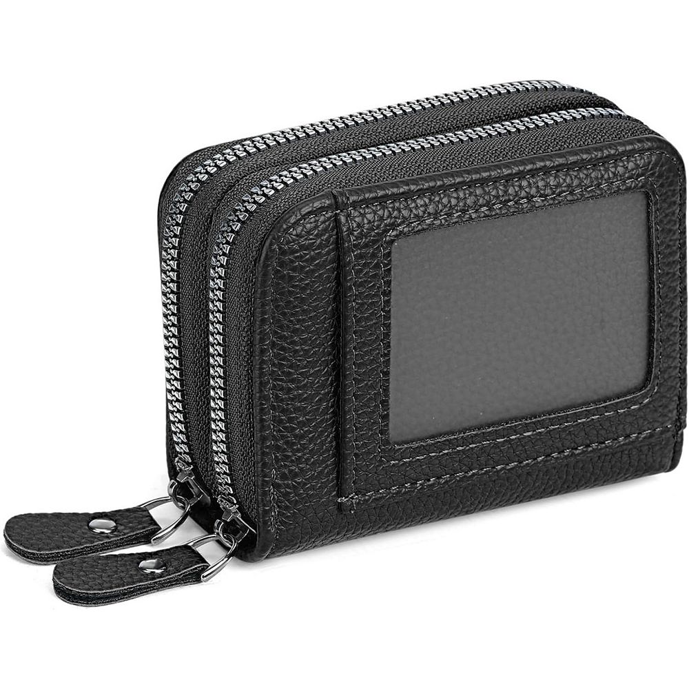 credit card sleeve wallet RFID Blocking Holder for Women,PU Leather with ID Window quality zipper closure iN. Slim credit card holder