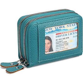 RFID Blocking Credit Card Holder for Women,PU Leather Wallet with ID Window