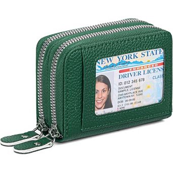 RFID Blocking Credit Card Holder for Women,PU Leather Wallet with ID Window