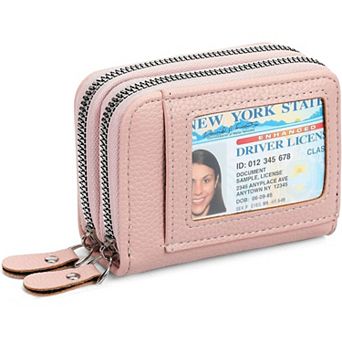 RFID Blocking Credit Card Holder for Women,PU Leather Wallet with ID Window