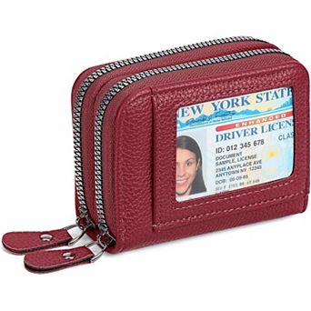 RFID Blocking Credit Card Holder for Women,PU Leather Wallet with ID Window