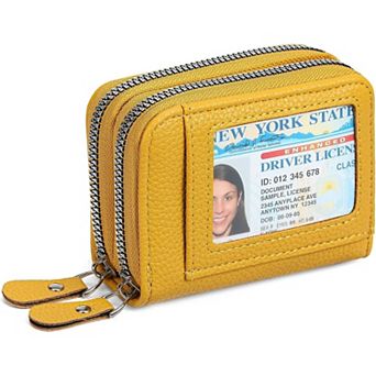 RFID Blocking Credit Card Holder for Women,PU Leather Wallet with ID Window