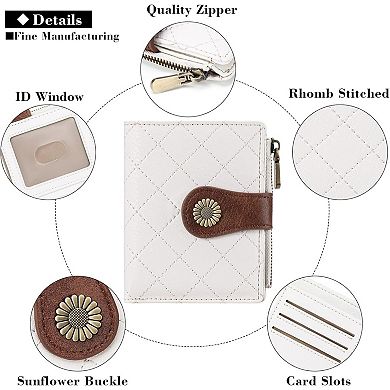 Small Wallet for Women - Bifold Compact Card Holder with Zipper Coin Pocket