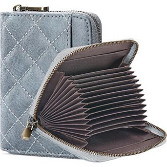 Slim Credit Card Wallet RFID Blocking, 14 Slots PU Leather, Compact for Women