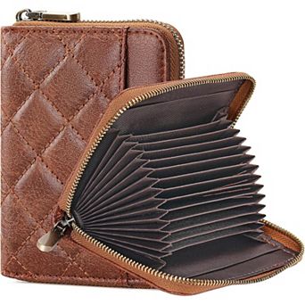 Slim Credit Card Wallet RFID Blocking, 14 Slots PU Leather, Compact for Women