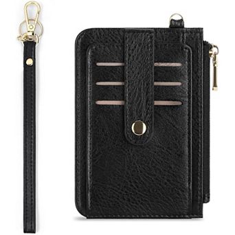 Slim RFID Leather Credit Card Holder for Women, Lightweight with Zipper Pocket