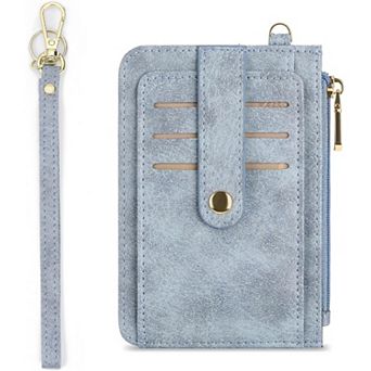 Slim RFID Leather Credit Card Holder for Women, Lightweight with Zipper Pocket