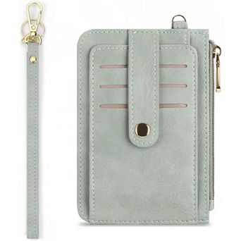 Slim RFID Leather Credit Card Holder for Women, Lightweight with Zipper Pocket