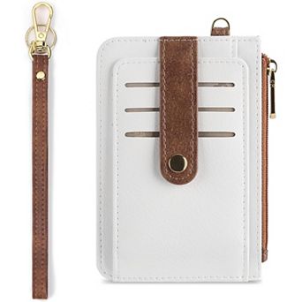 Slim RFID Leather Credit Card Holder for Women, Lightweight with Zipper Pocket