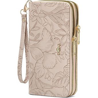 Wristlet Wallet for Women PU Leather Large Capacity Double Zipper Card Holder