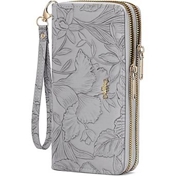 Wristlet Wallet for Women PU Leather Large Capacity Double Zipper Card Holder