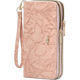 Wristlet Wallet for Women PU Leather Large Capacity Double Zipper Card Holder