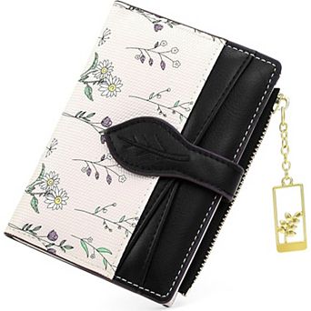 Women Cute Minimalist Flower Wallet,Lightweight Small Purse with ID Window for Daily Travel