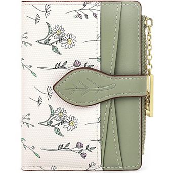 Women Cute Minimalist Flower Wallet,Lightweight Small Purse with ID Window for Daily Travel